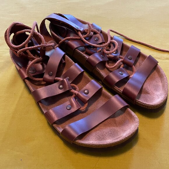 Birkenstock Papilio "Cleo" Brown Leather Lace-Up Gladiator Sandals Size 39 - Picture 2 of 8
